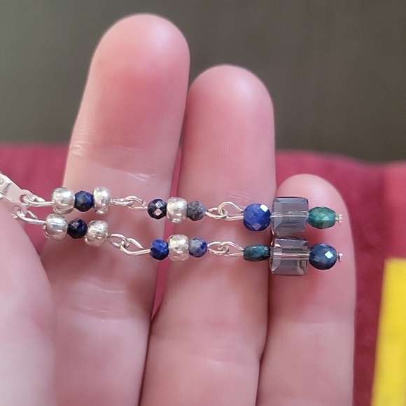 Handcrafted crystal and Amazonite dangle earrings - Picture 4 of 4